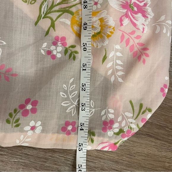 Vtg 70s Sears Perma Prest Long Robe Women’s Large Pink Floral Lace Ruffles USA - Picture 7 of 8